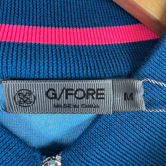 G/Fore Men's V-Neck Merino Wool Quarter Zip Sweater Petrol G4MS23S200 Size M - Picture 5 of 10